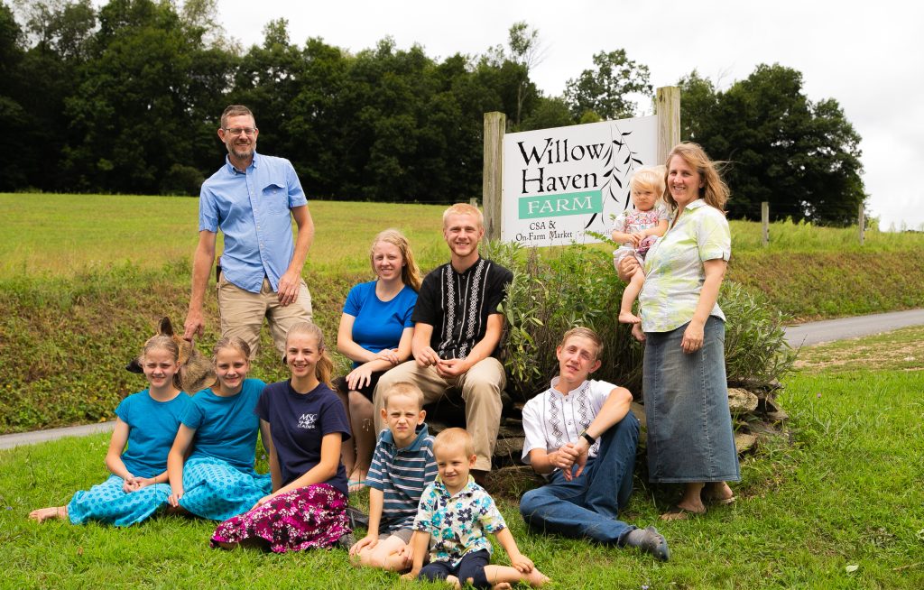 DeMaster Family in front of Willow Haven Farm Sign