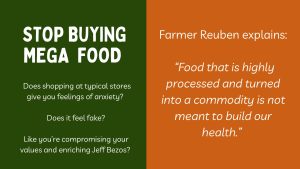 Stop Buying Mega Foods w Quote from Reuben