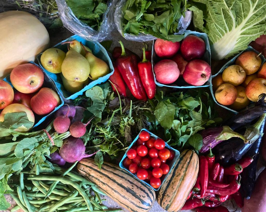 Why Fresh Fruit & Pick-Your-Own Are Limited in Lehigh Valley (2026 Crop Loss Explained) 5 Market box with vegetables and local fresh fruit apples pears
